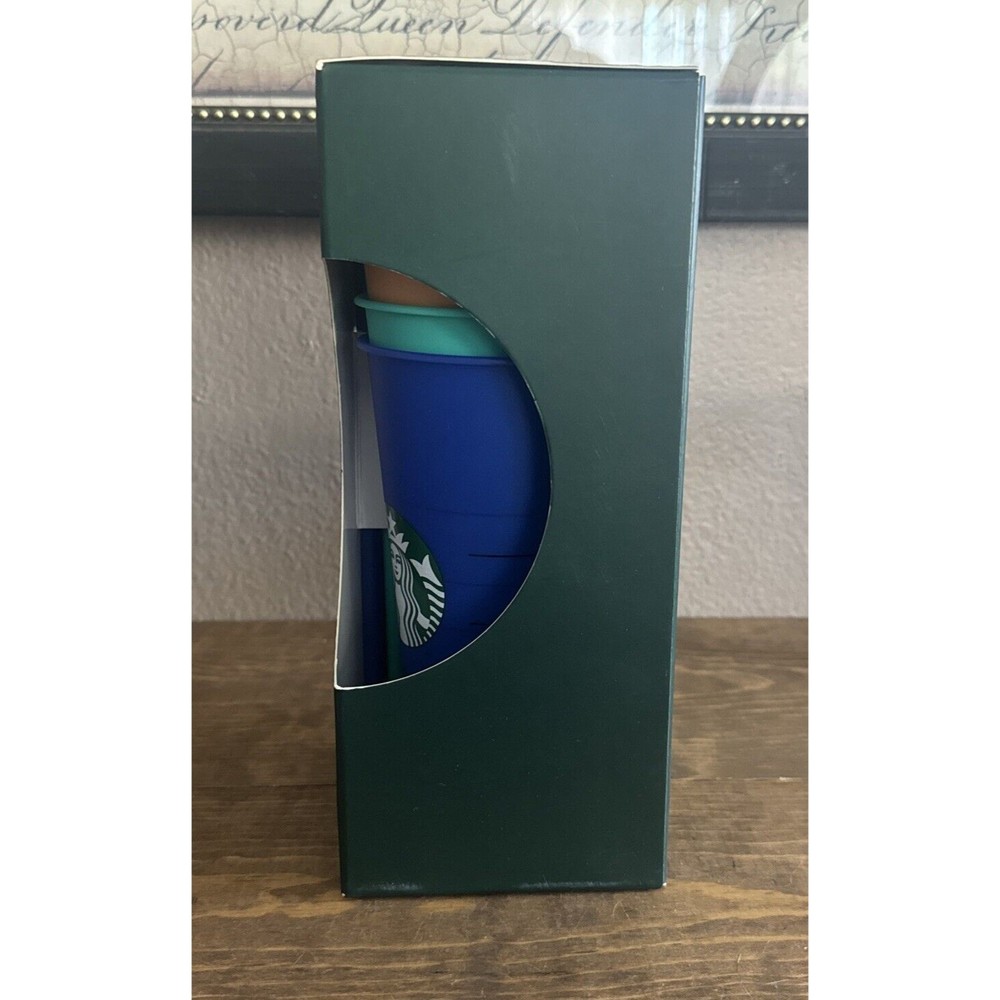 Starbucks 2020 Summer 5 Color-Changing Reusable Cold 24 Oz Cups Tumbler & Straws - Picture 2 of 6